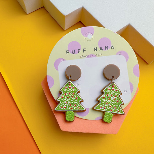 Christmas tree earrings puffnana 
