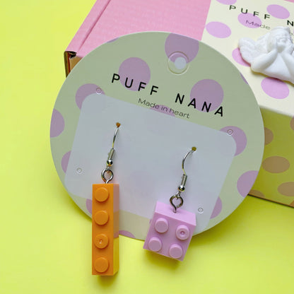 FUNNY U earring Fuff nana Orange + pink 